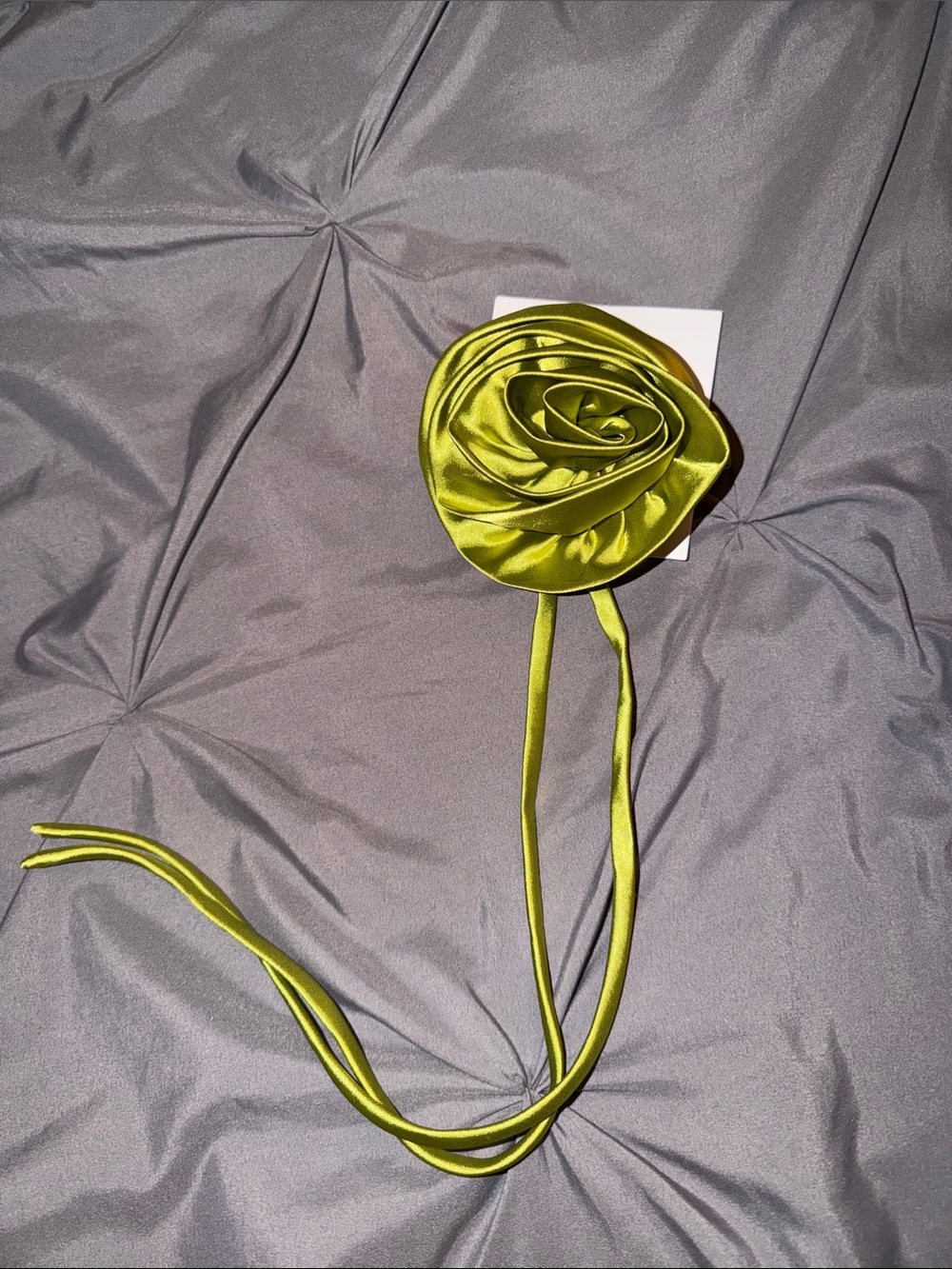 Free People chartreuse Satin Rose Scrunchie Hair tie